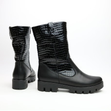 Полусапоги черного цвета на тракторной подошве Арт. 12-2(S2)