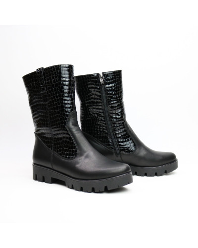 Полусапоги черного цвета на тракторной подошве Арт. 12-2(S2)