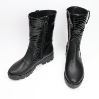 Полусапоги черного цвета на тракторной подошве Арт. 12-2(S2)