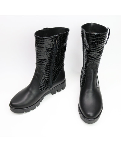 Полусапоги черного цвета на тракторной подошве Арт. 12-2(S2)