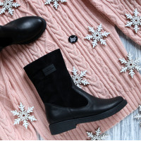 Полусапоги из замши и кожи черного цвета Арт. 12-3(Sn4)