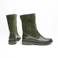 Полусапоги из замши и кожи цвета хаки Арт. 12-3(Sn4)