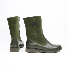 Полусапоги из замши и кожи цвета хаки Арт. 12-3(Sn4)