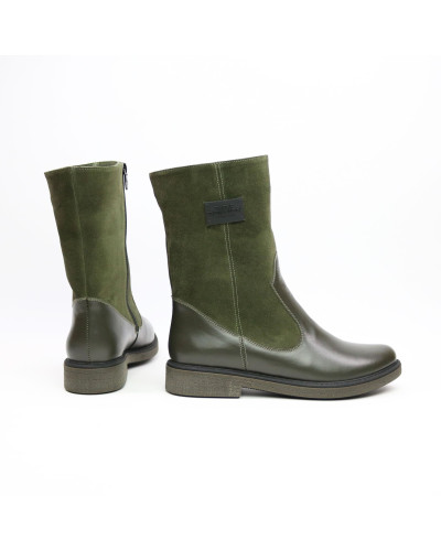 Полусапоги из замши и кожи цвета хаки Арт. 12-3(Sn4)