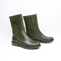 Полусапоги из замши и кожи цвета хаки Арт. 12-3(Sn4)