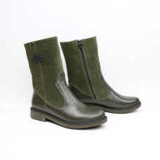 Полусапоги из замши и кожи цвета хаки Арт. 12-3(Sn4)