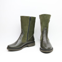 Полусапоги из замши и кожи цвета хаки Арт. 12-3(Sn4)