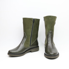 Полусапоги из замши и кожи цвета хаки Арт. 12-3(Sn4)