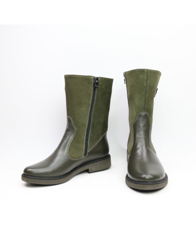 Полусапоги из замши и кожи цвета хаки Арт. 12-3(Sn4)