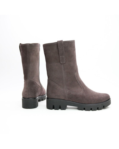 Полусапоги из замши цвета какао на тракторной подошве Арт. 12-2(S2)