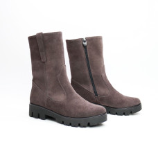 Полусапоги из замши цвета какао на тракторной подошве Арт. 12-2(S2)