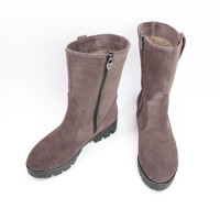 Полусапоги из замши цвета какао на тракторной подошве Арт. 12-2(S2)