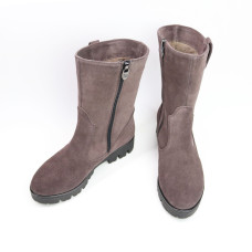 Полусапоги из замши цвета какао на тракторной подошве Арт. 12-2(S2)