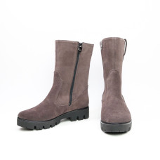 Полусапоги из замши цвета какао на тракторной подошве Арт. 12-2(S2)