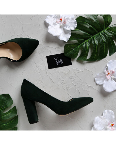 Туфлі-човники темно-зеленого кольору Арт. 35-5/24Ок