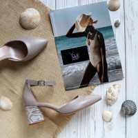 Босоніжки з бежевої шкіри на підборах Арт. 657-4/47Ок