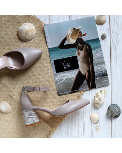 Босоніжки з бежевої шкіри на підборах Арт. 657-4/47Ок