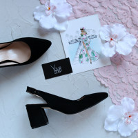 Чорні замшеві слінгбеки Арт 657-3/47ок