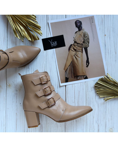 Ботильоны из карамельной кожи с ремешками  Арт. 657-15/41Ок