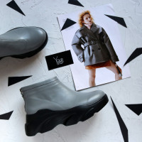 Ботинки из светло-серой кожи Арт. As-6/21968