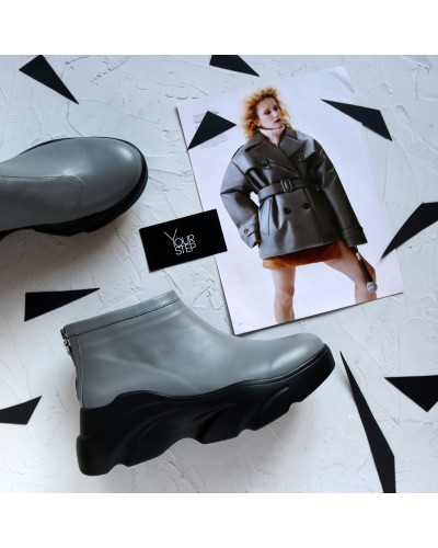 Ботинки из светло-серой кожи Арт. As-6/21968