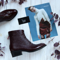 Ботинки из бордового ската с фурнитурой Арт. 306-6