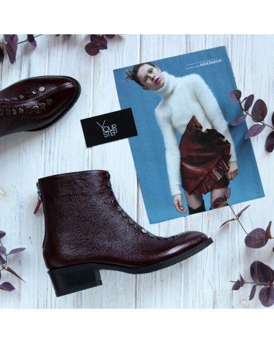 Ботинки из бордового ската с фурнитурой Арт. 306-6