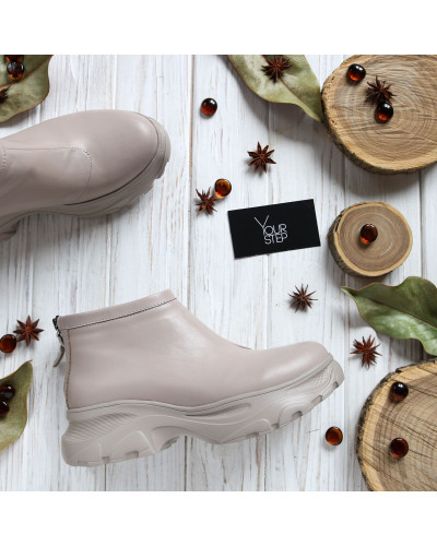 Ботинки из темно-бежевой кожи  Арт. As-6/247