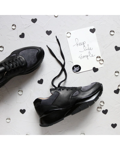 Кросівки з чорної шкіри Арт. 15-2/21974