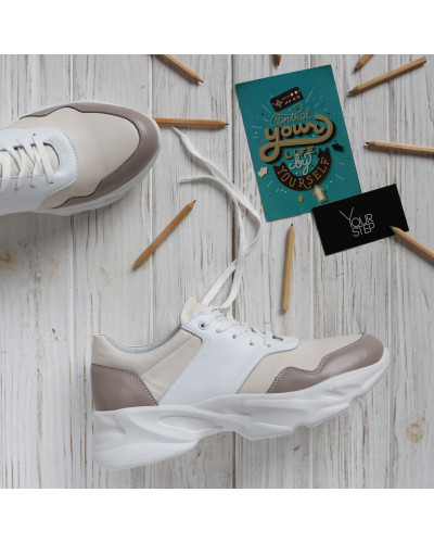 Бежеві шкіряні кросівки Арт. Kr-4/188