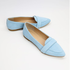 Замшеві блакитні балетки з гострим носком — ніжність та комфорт у кожному кроці (Арт. 17‑7П)