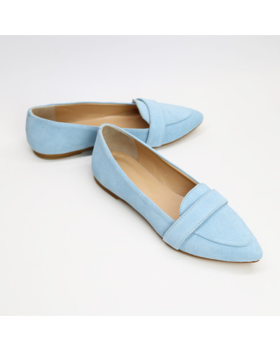 Замшевые балетки в шоколадном цвете с острым носком (Арт.17-7П)