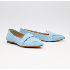 Замшеві блакитні балетки з гострим носком — ніжність та комфорт у кожному кроці (Арт. 17‑7П)