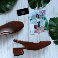 Босоніжки з замші рудого кольору Арт. 456-4/53Ок