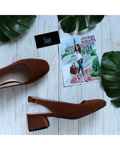 Босоніжки з замші рудого кольору Арт. 456-4/53Ок