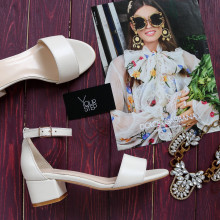 Босоніжки з бежевої шкіри на підборах Арт.: 615-3/415-32Ок