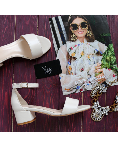 Босоніжки з бежевої шкіри на підборах Арт.: 615-3/415-32Ок