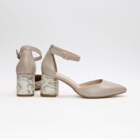 Босоніжки з бежевої шкіри на підборах Арт. 657-4/47Ок