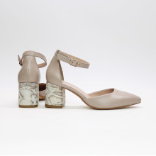 Босоніжки з бежевої шкіри на підборах Арт. 657-4/47Ок