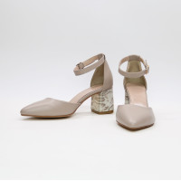 Босоніжки з бежевої шкіри на підборах Арт. 657-4/47Ок