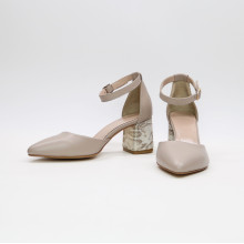 Босоніжки з бежевої шкіри на підборах Арт. 657-4/47Ок