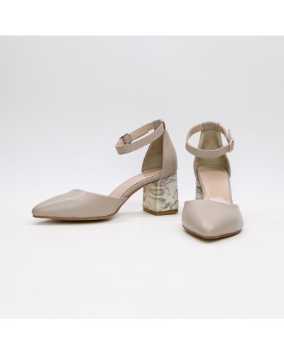 Босоніжки з бежевої шкіри на підборах Арт. 657-4/47Ок