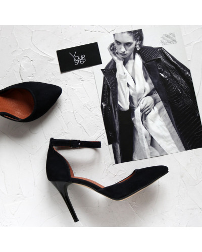 Босоніжки з синього велюру Арт. 35-7/35