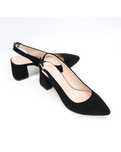 Чорні замшеві слінгбеки Арт 657-3/47ок