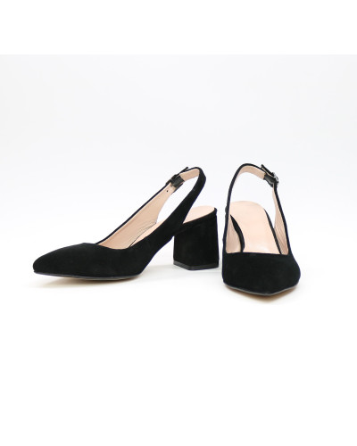 Чорні замшеві слінгбеки Арт 657-3/47ок