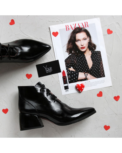 Ботильоны из черного наплака Арт. 657-10/w324Ок