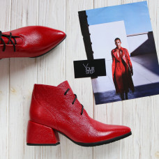 Ботильоны из красного наплака Арт. 657-10/w324Ок