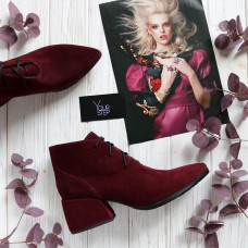 Ботильоны из замши цвета бордо Арт. 657-10/w324Ок