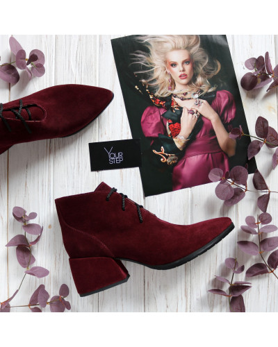Ботильоны из замши цвета бордо Арт. 657-10/w324Ок