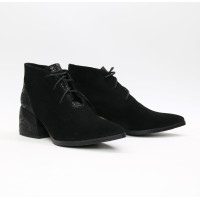 Ботильоны из черной замши с обтяжным каблуком Арт. 657-10/w324Ок
